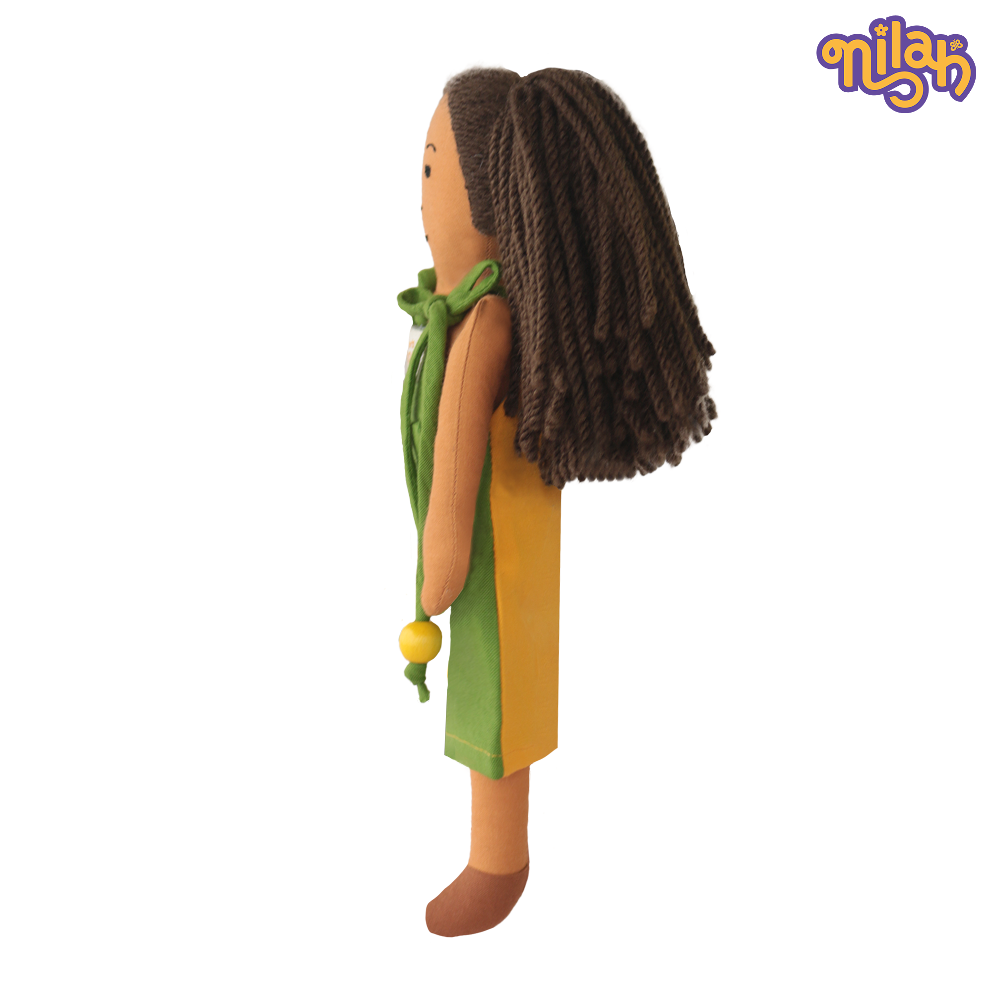 Mira – Handmade Soft Doll for Kids in Green & Yellow Romper