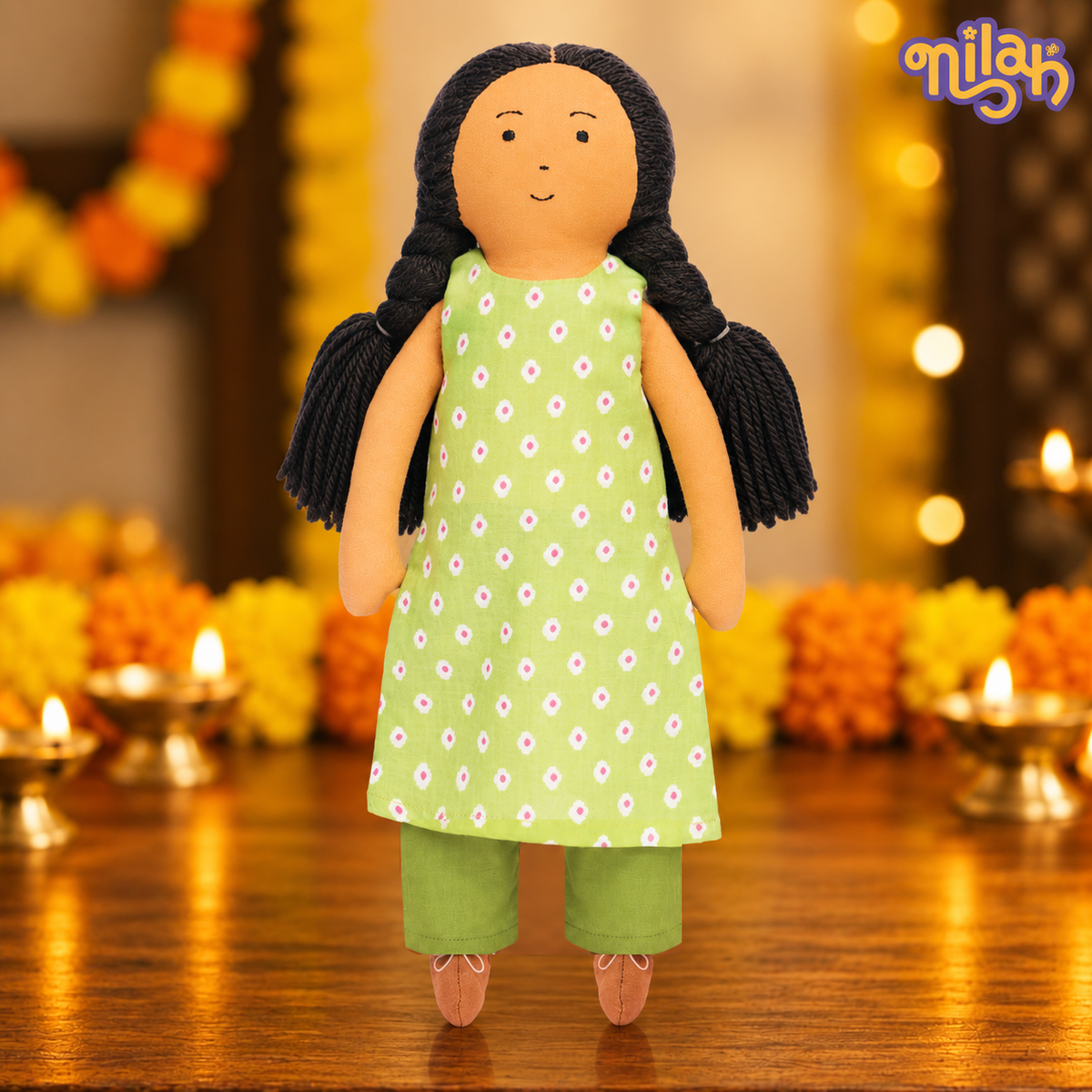 Nilah Diwali Bundle– Handmade Soft Doll | Safe, Washable, ISI-Certified Fabric Dolls | 12" | Gift for Diwali
