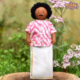 Appa decorating the house for pujai