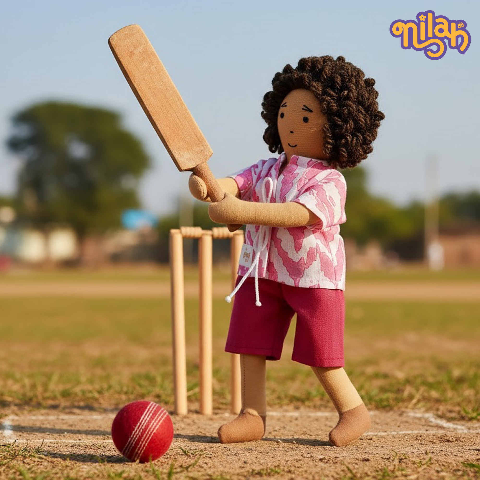 Raagu playing cricket with his friends