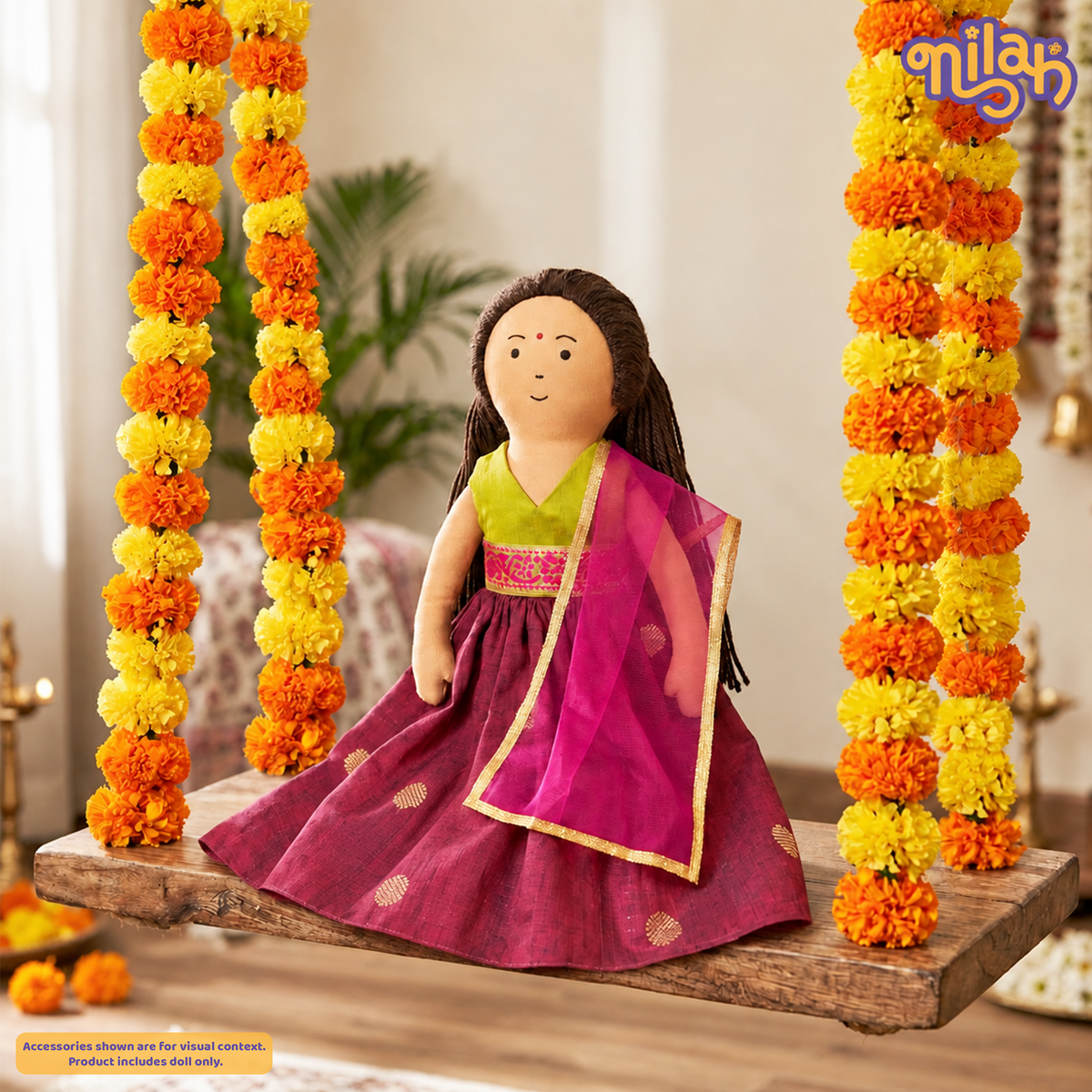 Nilah's Traditional Diwali Look | Safe, Washable, ISI-Certified Fabric Dolls | 12" | Gift for Diwali