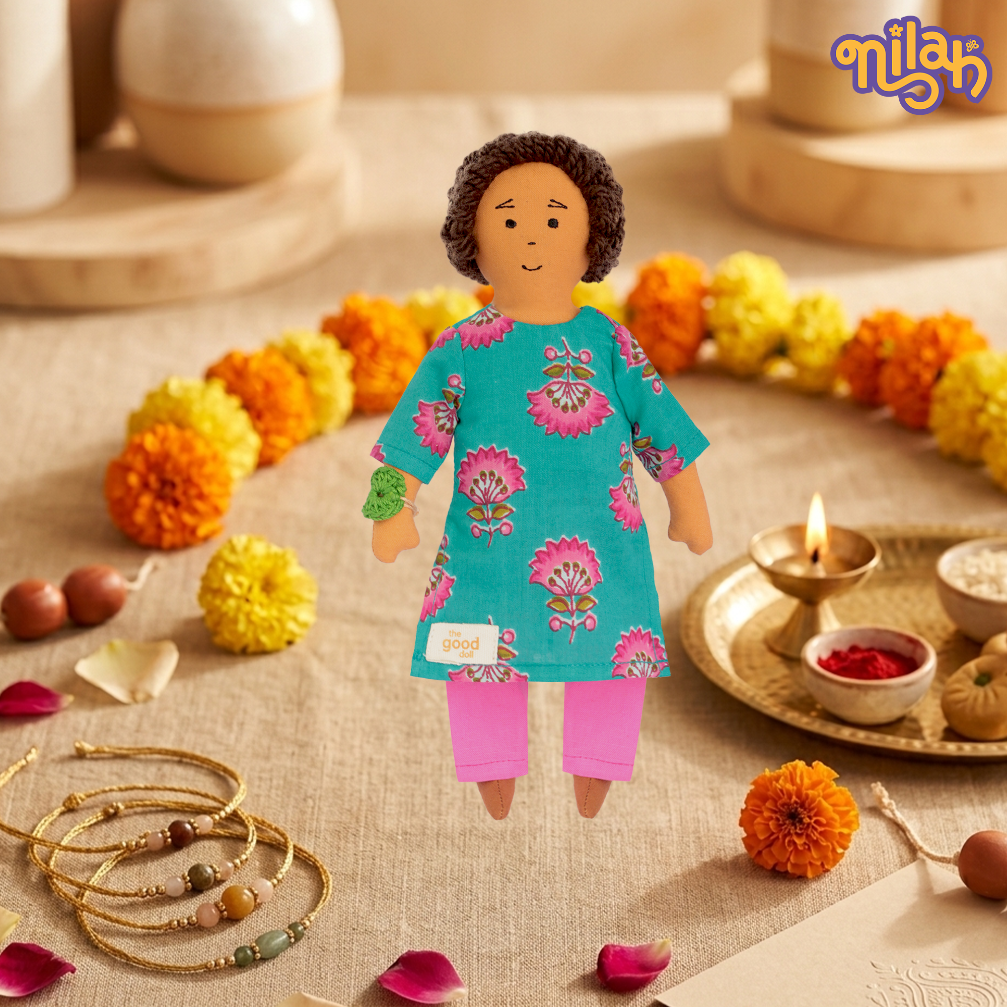 Nilah & Raagu | 2 Handmade Sibling Dolls Combo in Festive Attire