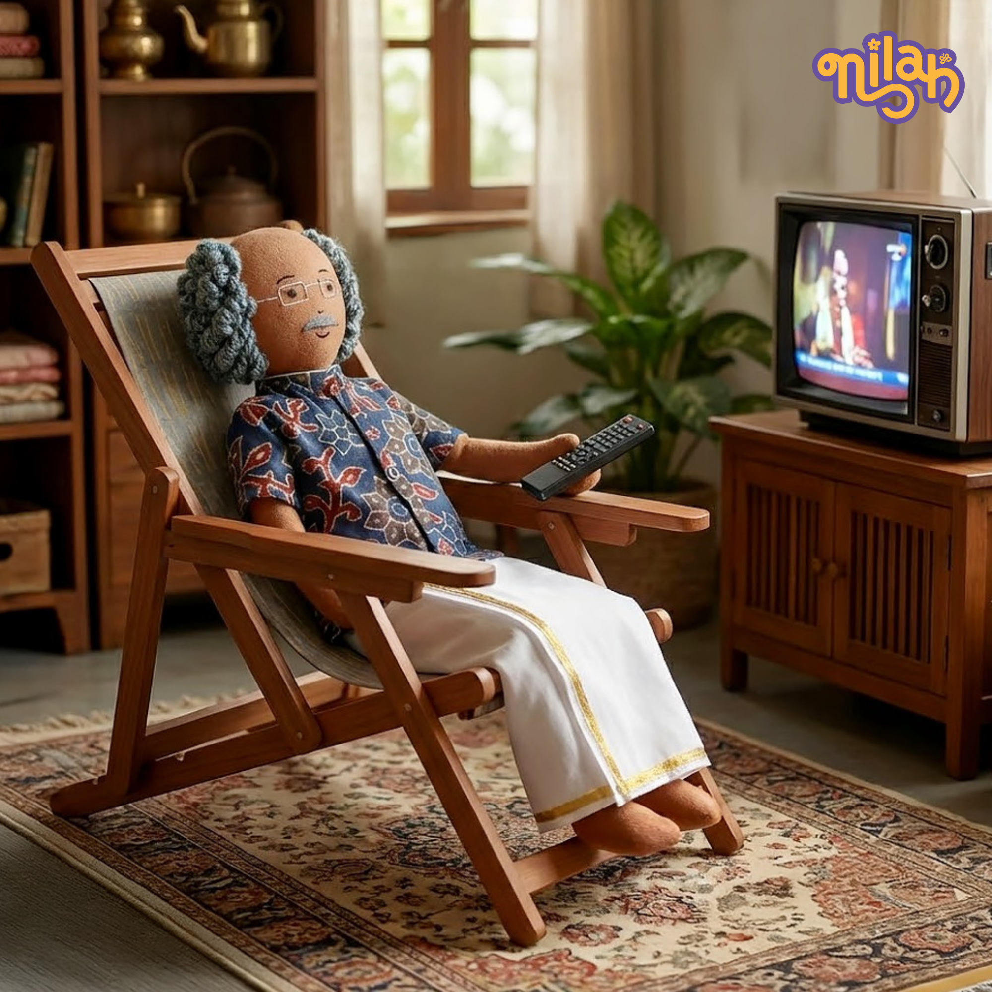Thatha watching TV