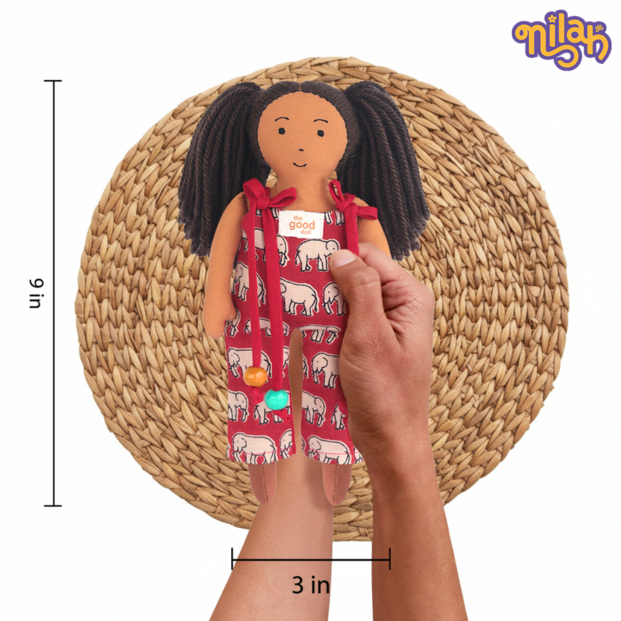 Mira – Handmade Soft Doll for Kids in a Red Jumpsuit
