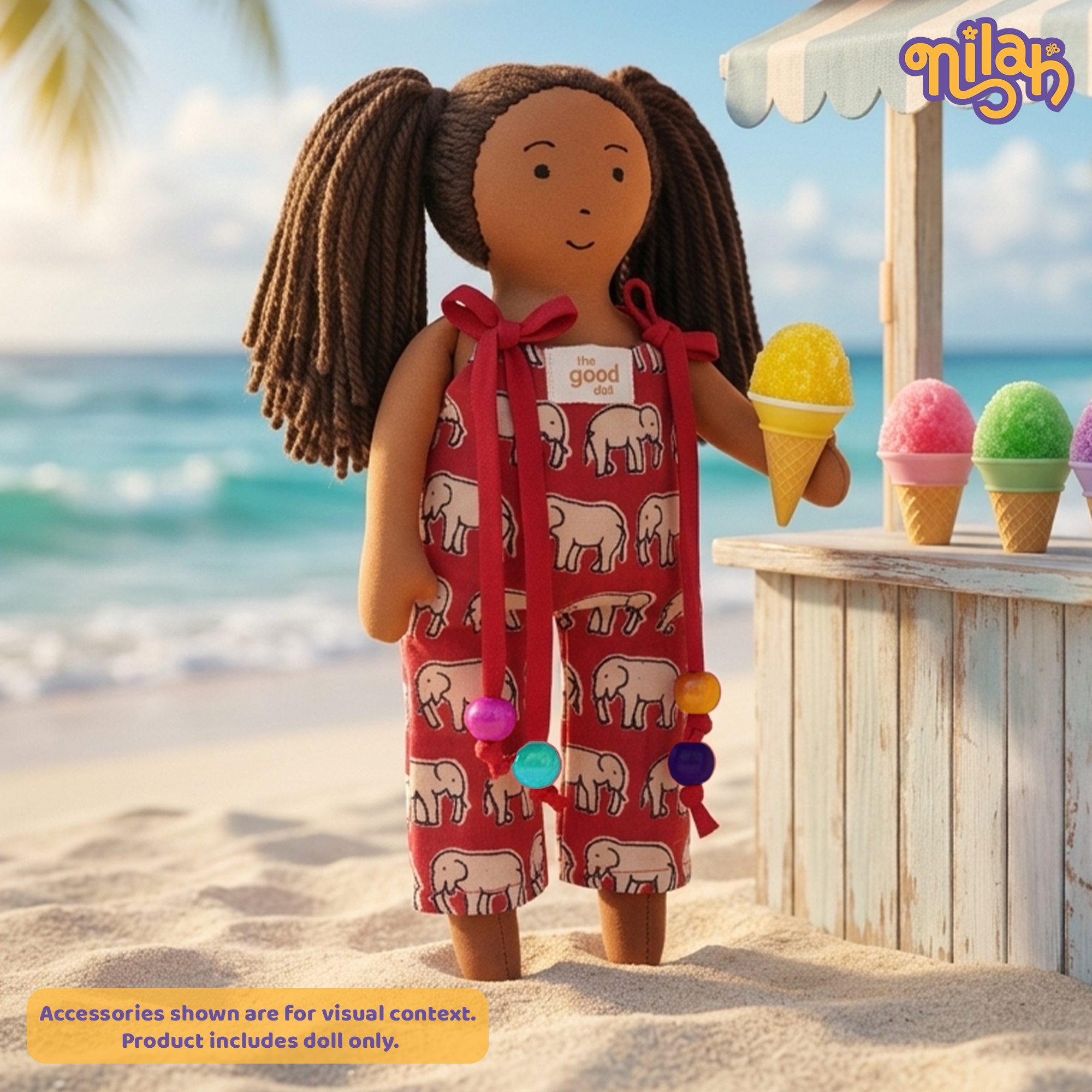 Mira – Handmade Soft Doll for Kids in a Red Jumpsuit