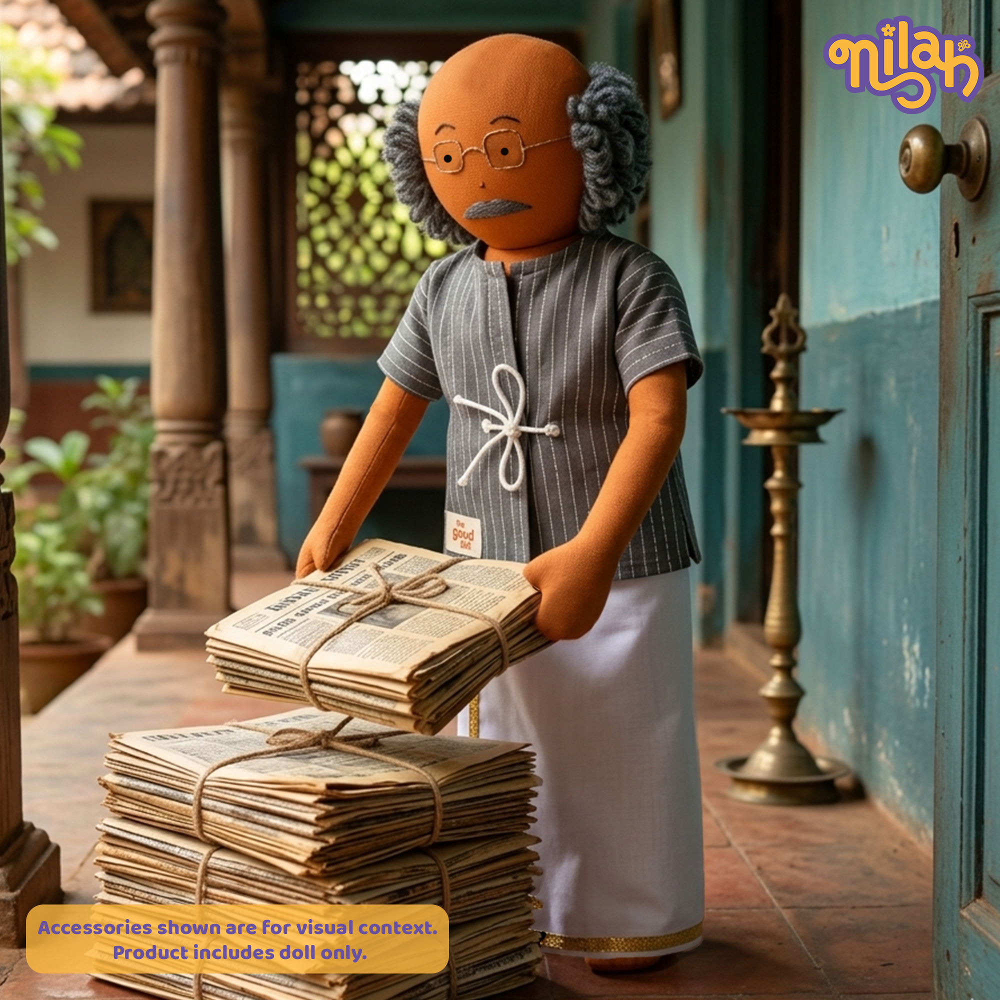 Thatha piling up paper for recycling