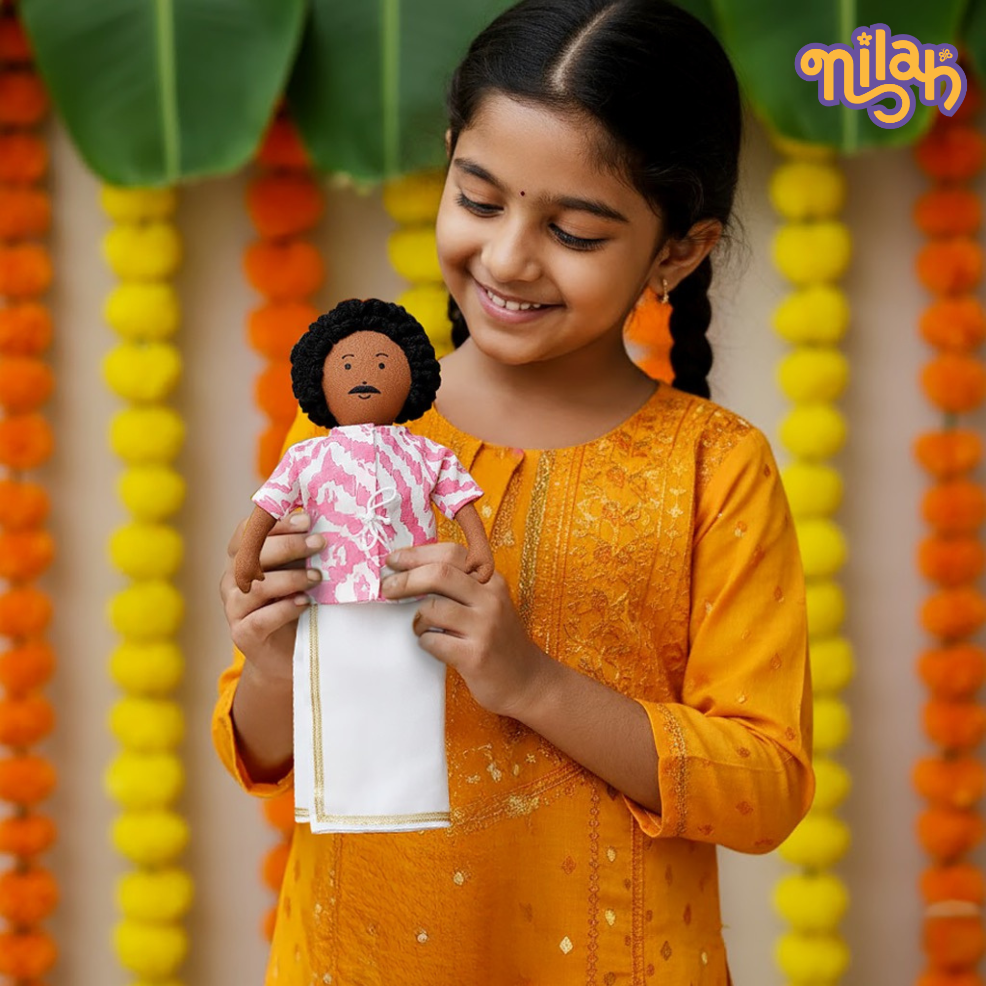 Appa decorating the house for pujai