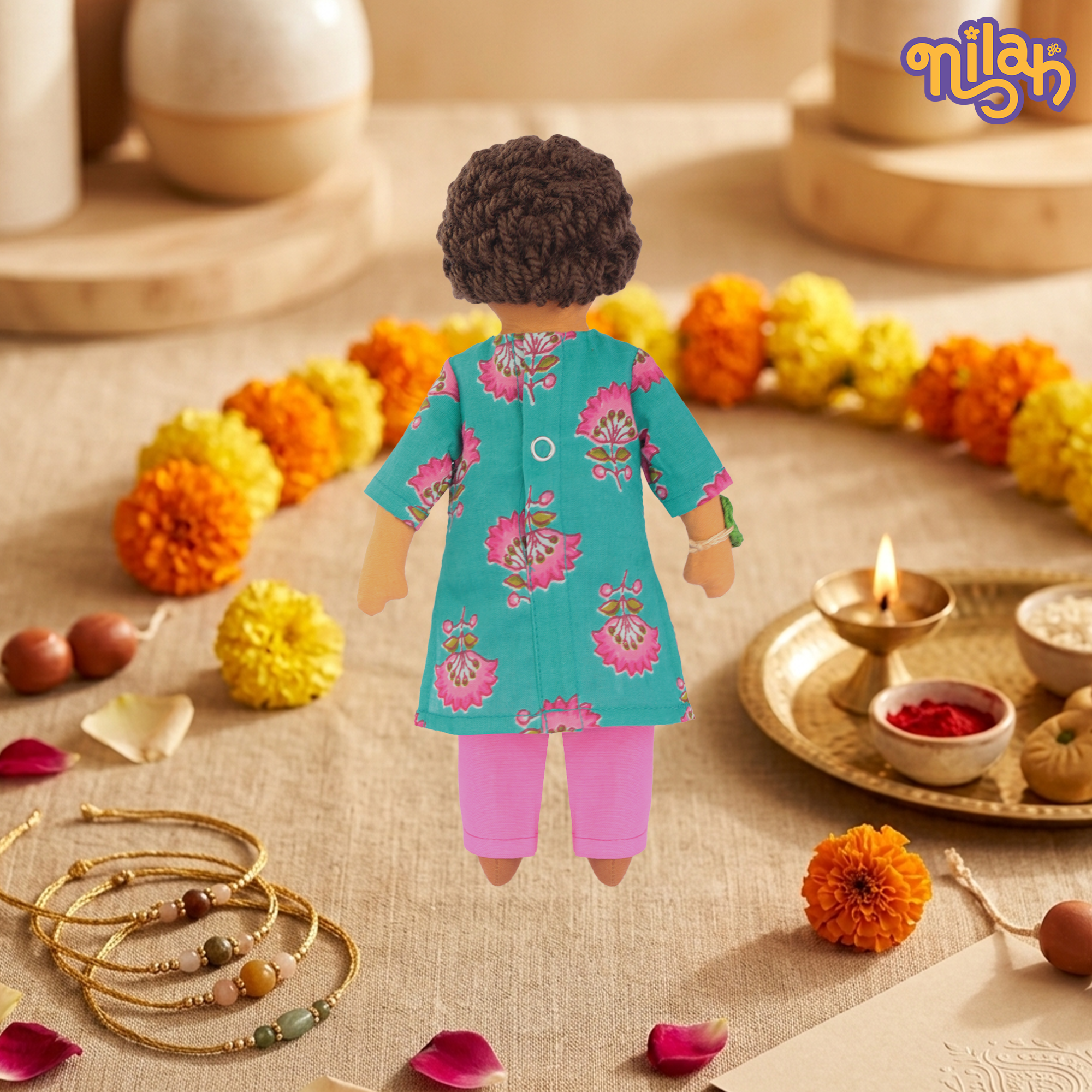 Nilah & Raagu | 2 Handmade Sibling Dolls Combo in Festive Attire