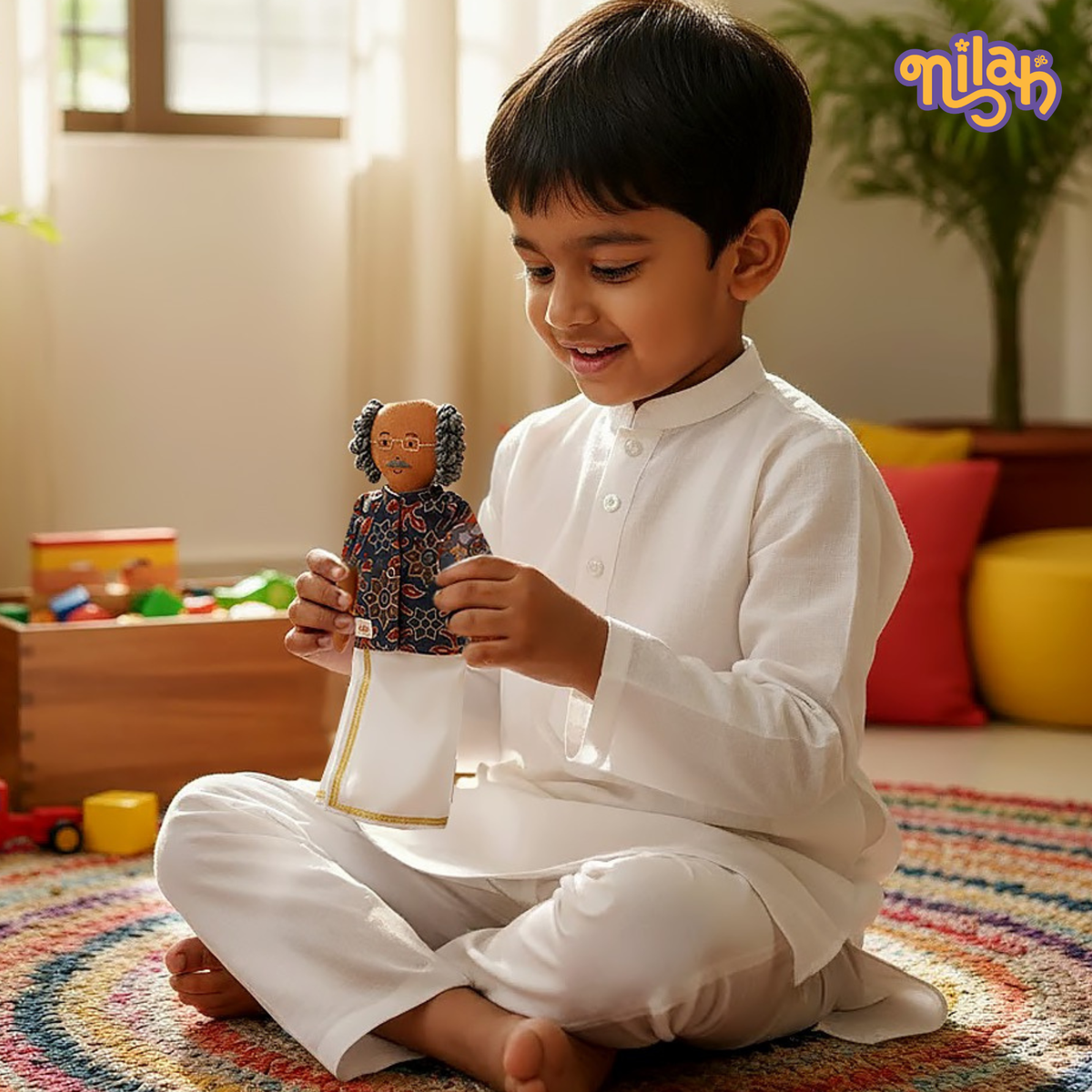 Nilah & Thatha – Handmade Soft Doll Set of 2 | Safe, Washable, ISI-Certified Fabric Dolls | 12" & 12" | Gift-Ready