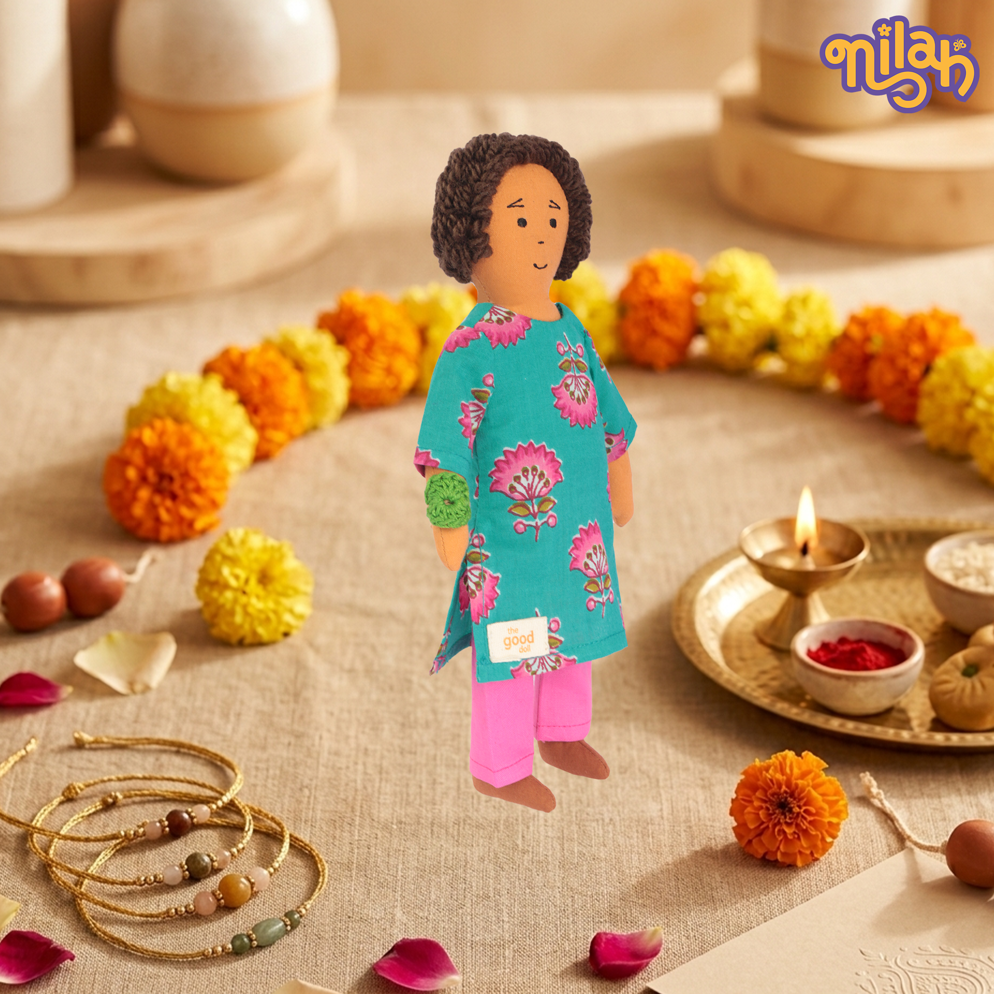 Nilah & Raagu | 2 Handmade Sibling Dolls Combo in Festive Attire