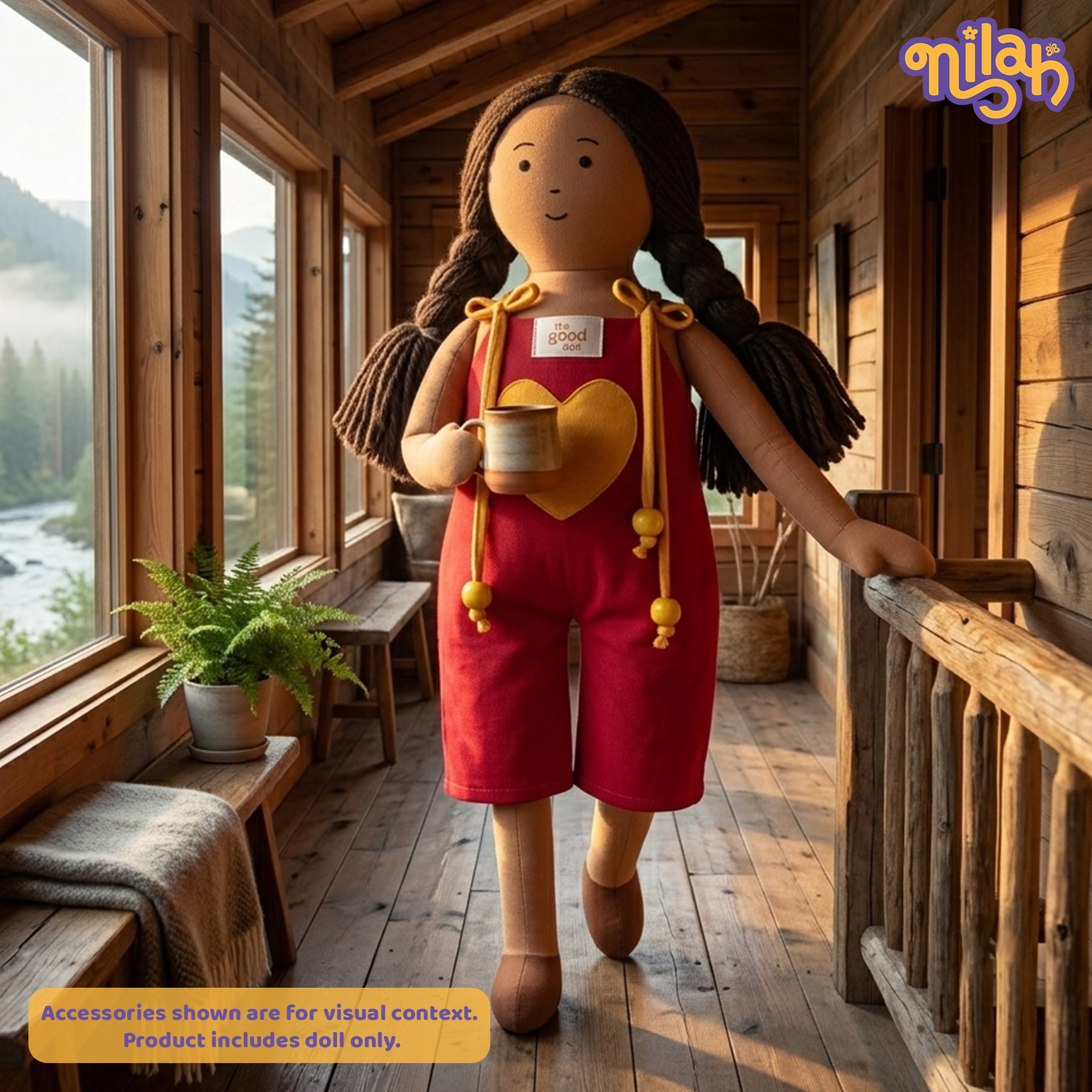 Nilah – Handmade Soft Doll for Kids in Red & Yellow Romper