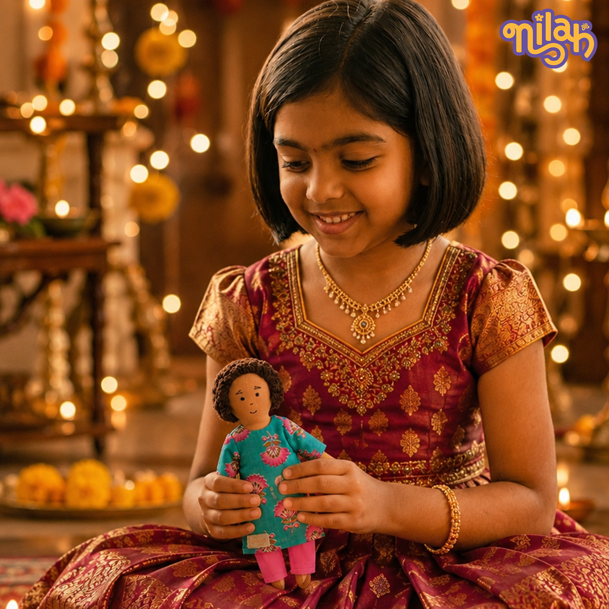 Raagu – Handmade Soft Doll for Kids in Blue & Pink for Rakhi Gifting