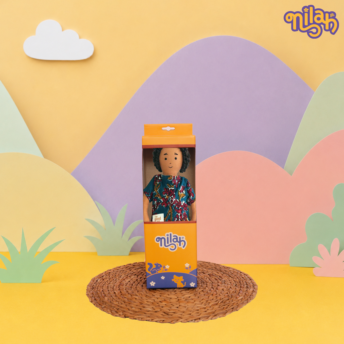 Raagu – Handmade Soft Doll for Kids in Blue Patterned Shirt & Shorts