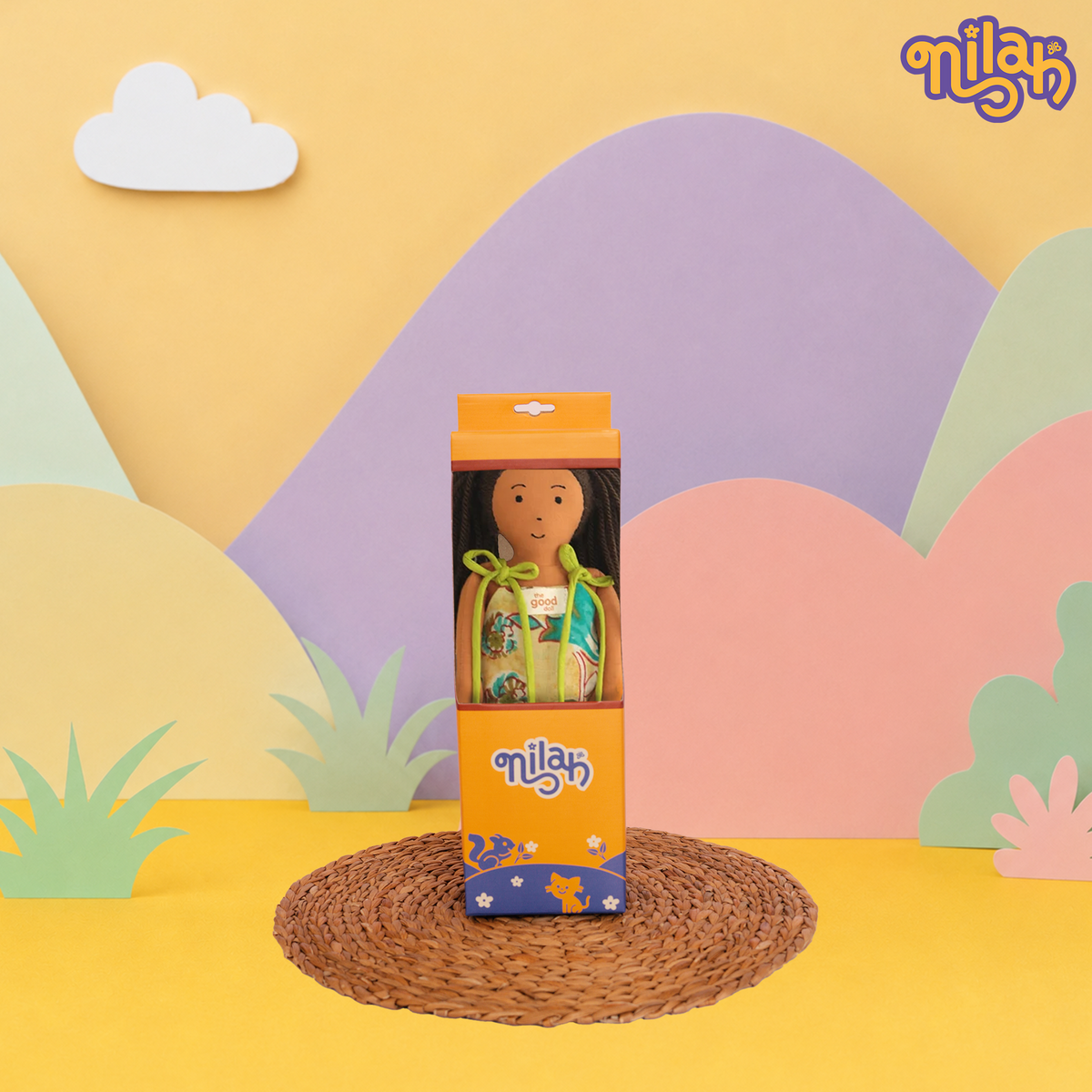 Mira – Handmade Soft Doll for Kids in Yellow & Teal Romper
