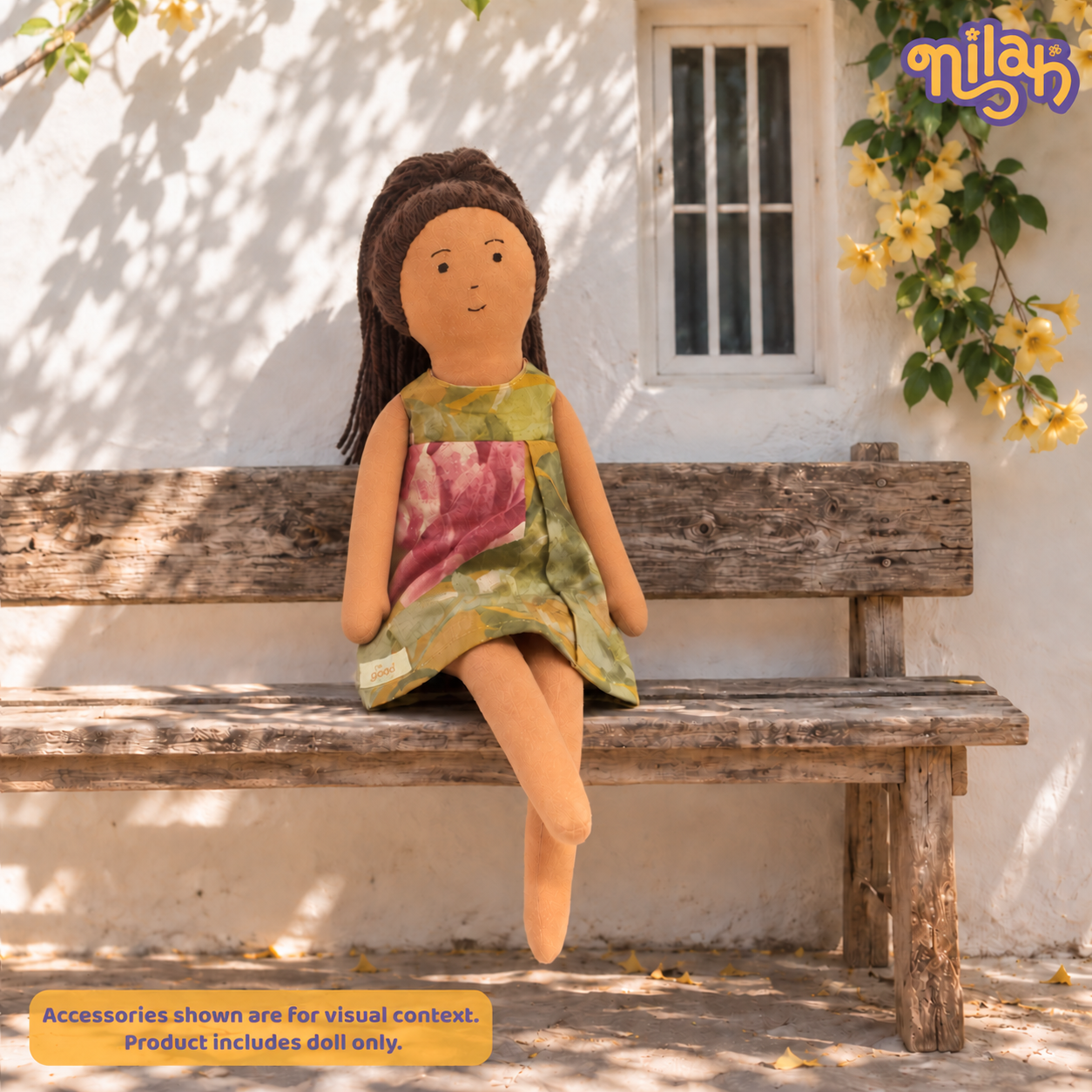 Sweet Nilah – Handmade Soft Doll for Children in Pink & Green