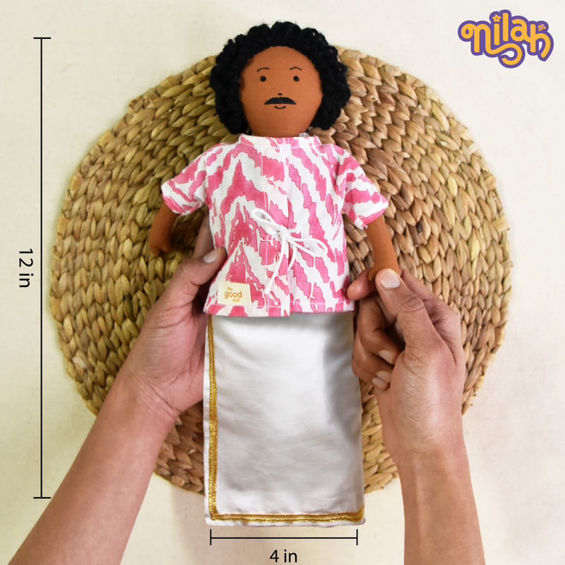 Appa decorating the house for pujai