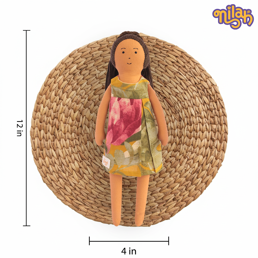 Sweet Nilah – Handmade Soft Doll for Children in Pink & Green