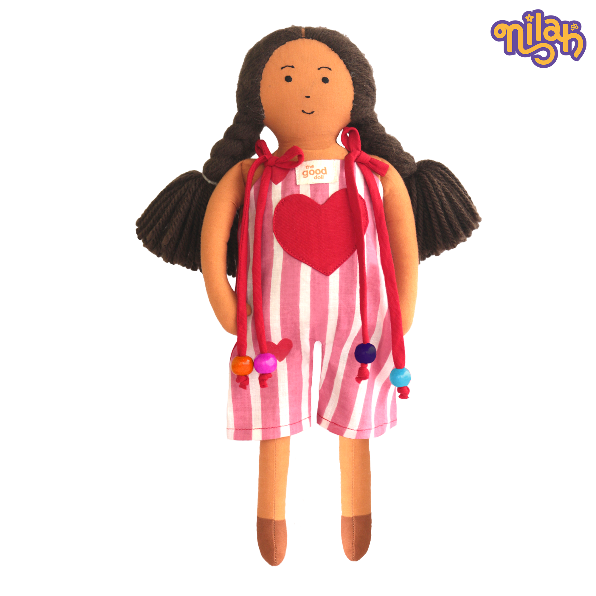 Nilah – Handmade Soft Doll for Kids in Pink, Red & White Romper