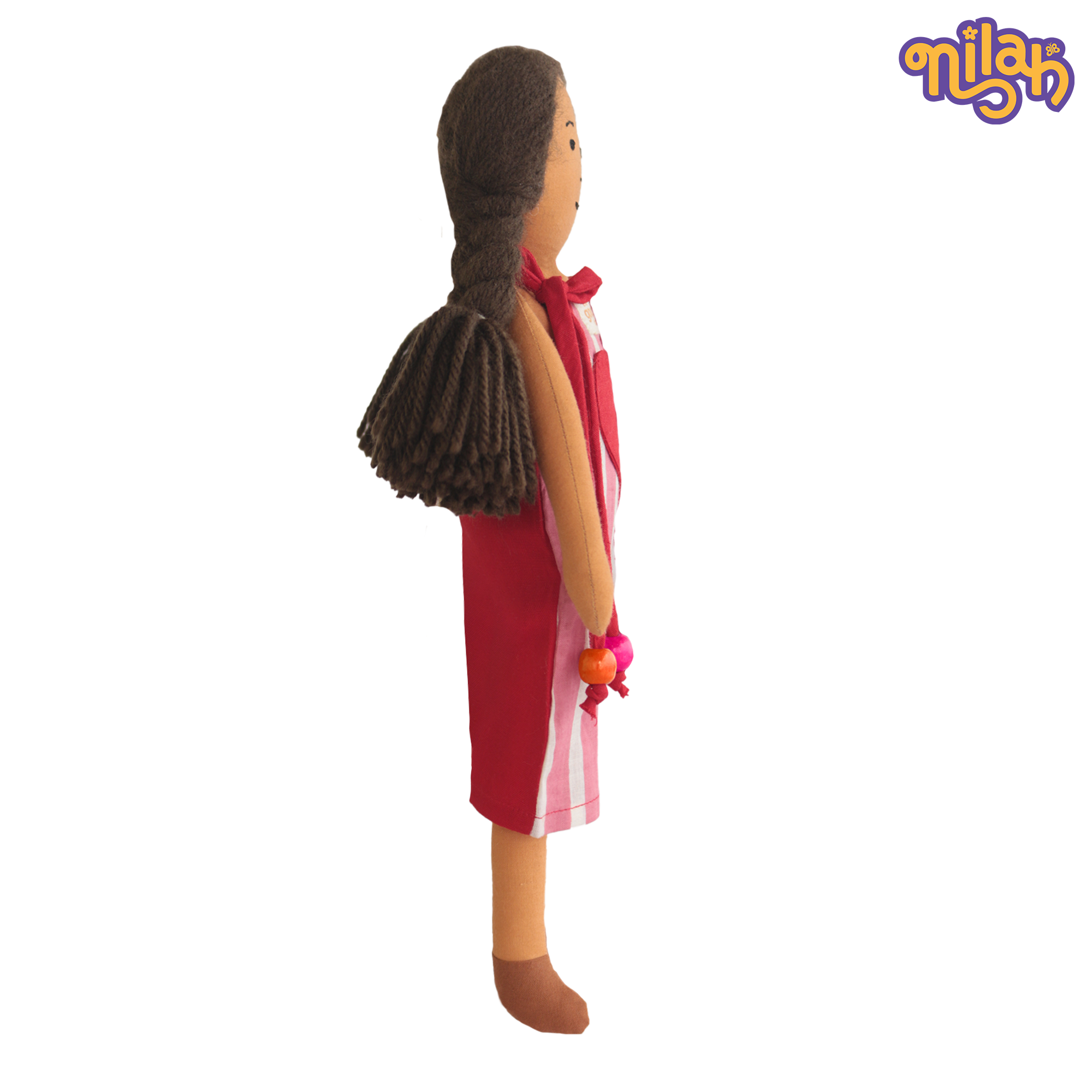 Nilah – Handmade Soft Doll for Kids in Pink, Red & White Romper