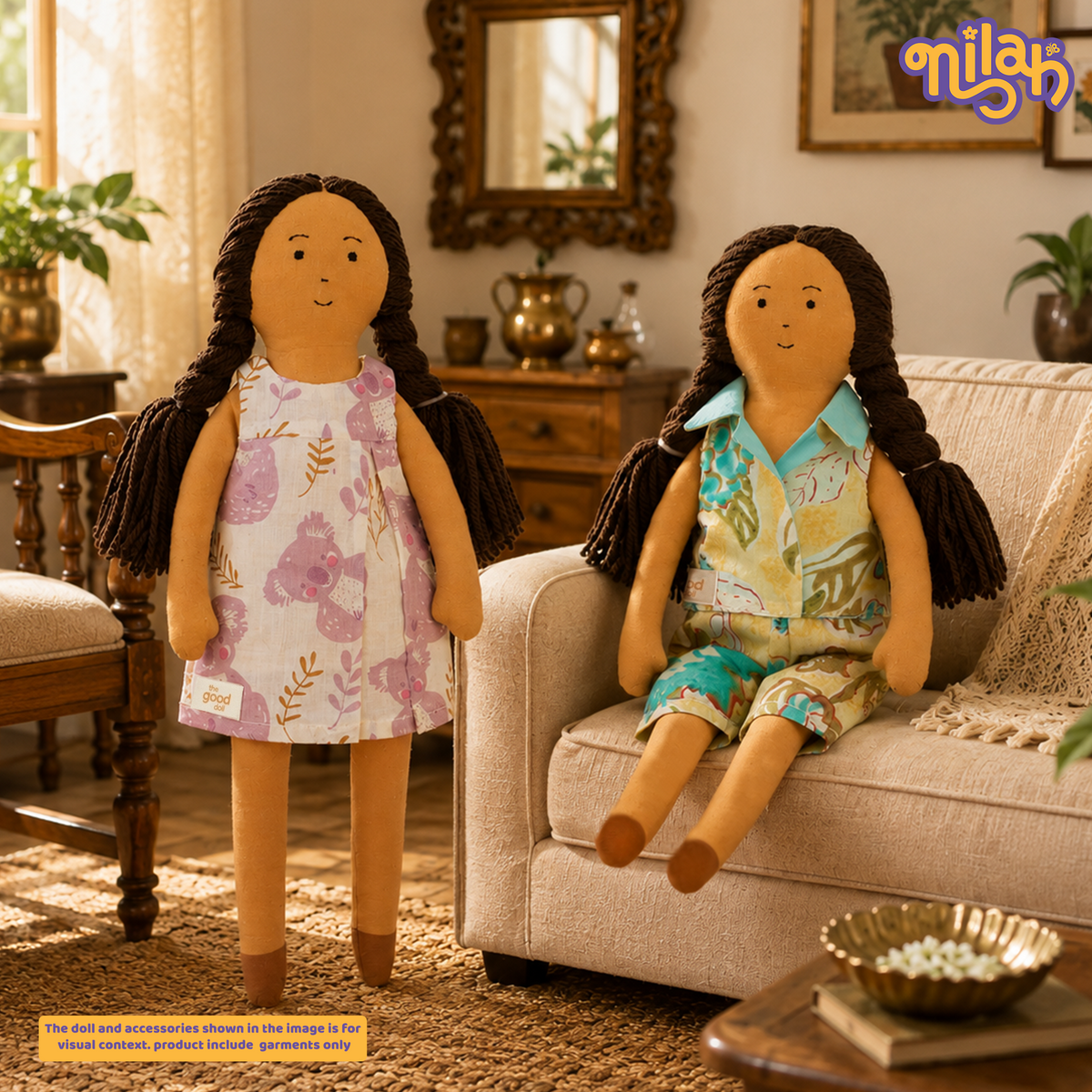 Handmade Dandelion Doll Dress Set - Nilah & Malai