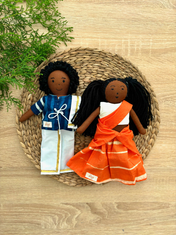 Fabric Dolls, Set of 2, Eesha & Benji