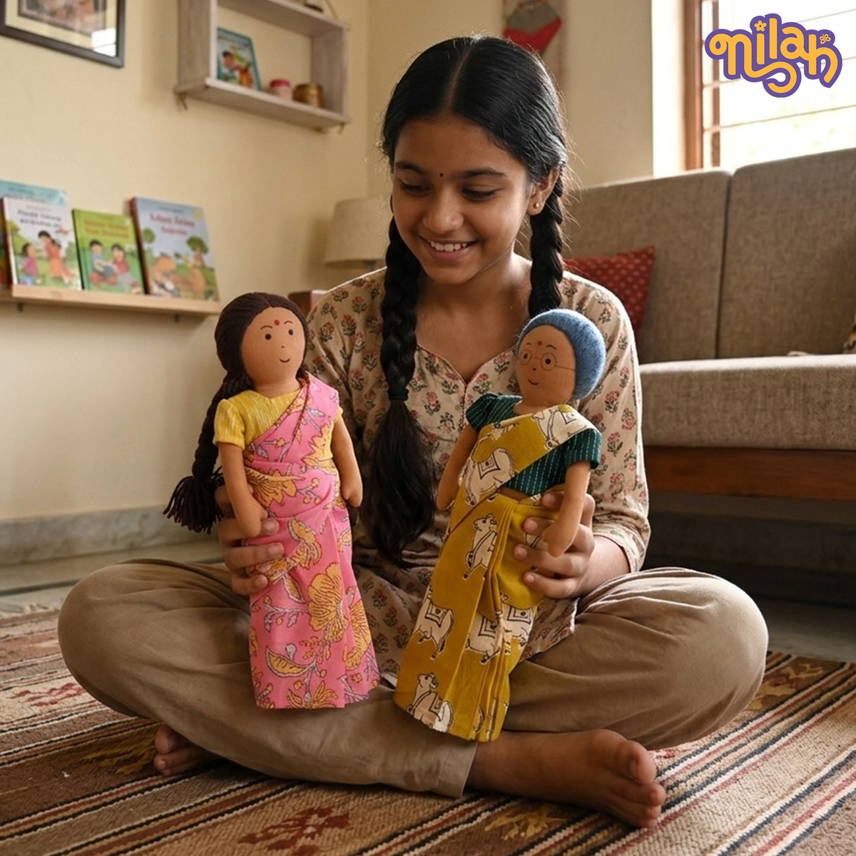 Amma & Paati – Handmade Soft Doll Set of 2 | Safe, Washable, ISI-Certified Fabric Dolls | 12" & 12" | Gift-Ready
