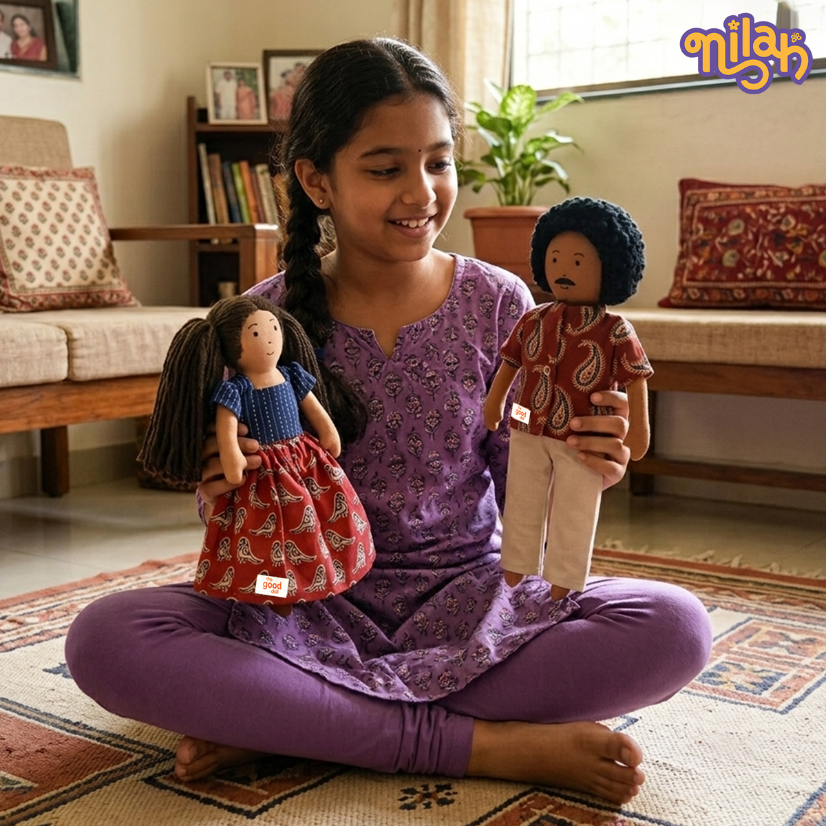 Mira & Appa – Handmade Soft Doll Set of 2 | Safe, Washable, ISI-Certified Fabric Dolls | 9" & 12" | Gift-Ready