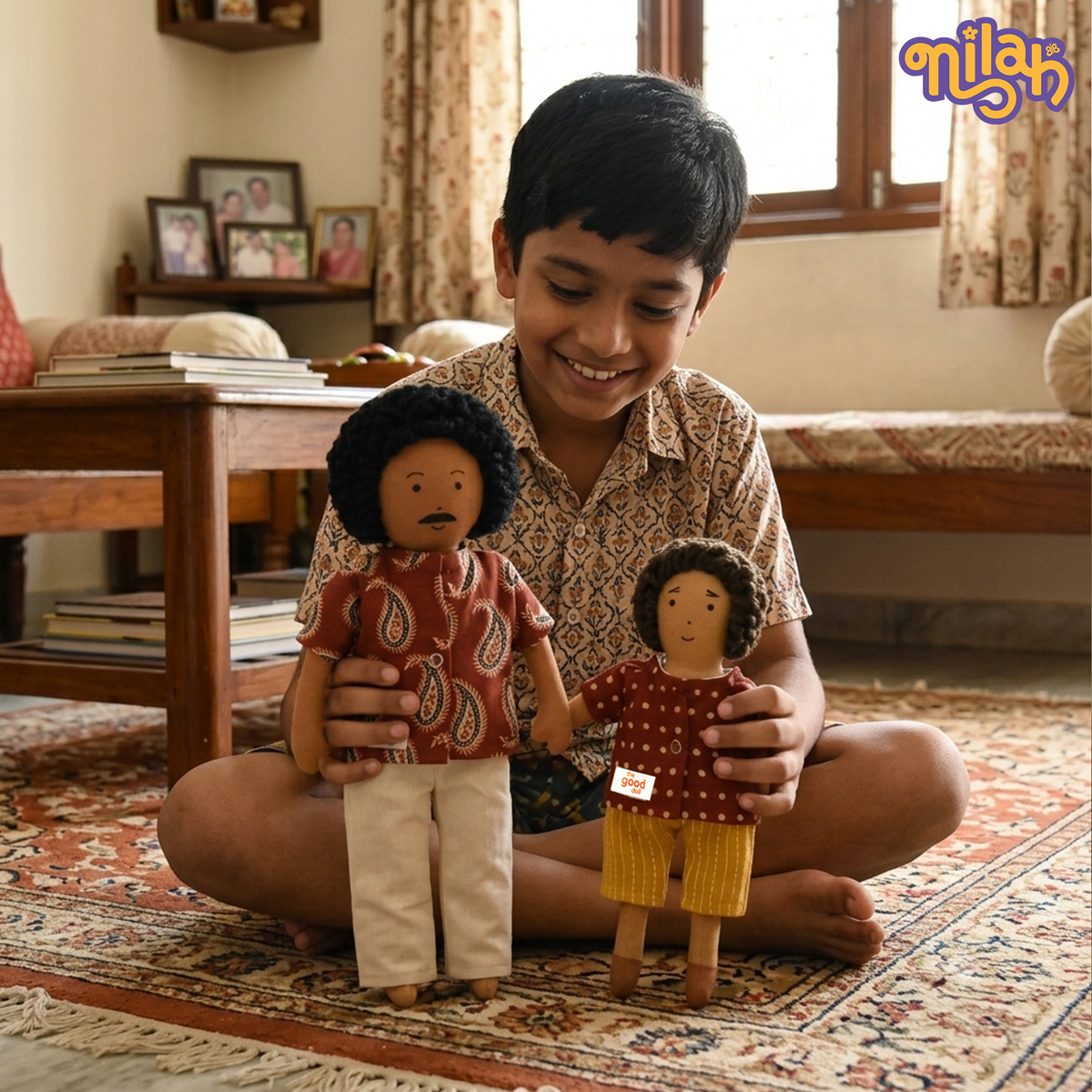 Raagu & Appa – Handmade Soft Doll Set of 2 | Safe, Washable, ISI-Certified Fabric Dolls | 9" & 12" | Gift-Ready