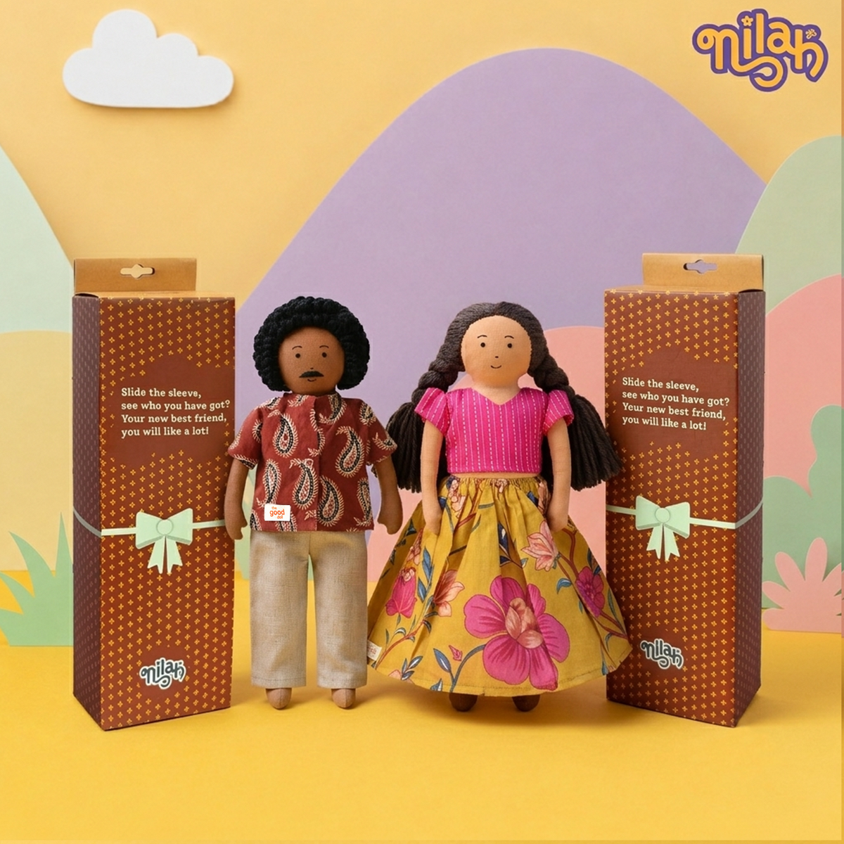Nilah & Appa – Handmade Soft Doll Set of 2 | Safe, Washable, ISI-Certified Fabric Dolls | 12" & 12" | Gift-Ready