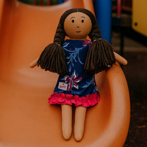 Nilah in a Navy Blue Frill Dress