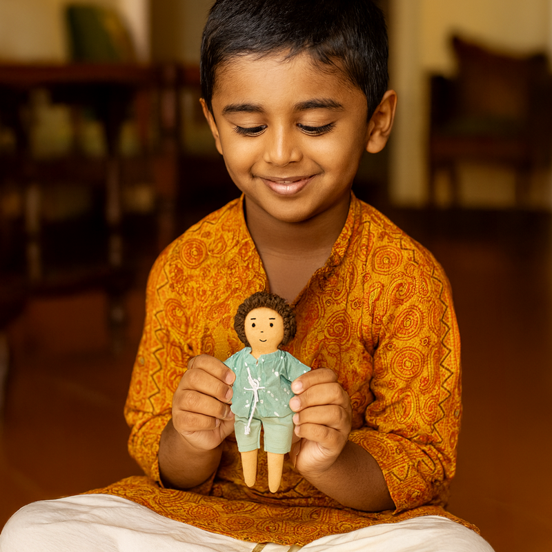 Raagu - Nilah's younger brother in Sea Green Shirt