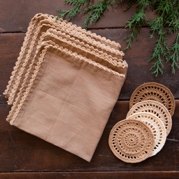 Set of 4 Coasters and Set of 4 Table Napkins, Ananya