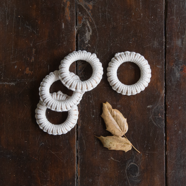 Set of 4 Napkin Rings, Jiya White